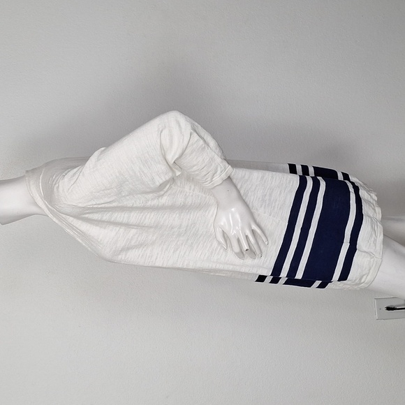 Lands' End White Blue Two Tone Striped Nautical Open Front Cardigan Size XL - Picture 9 of 14